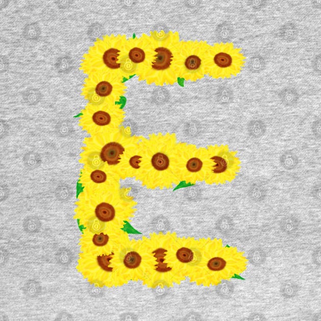 Sunflowers Initial Letter E (White Background) by Art By LM Designs 